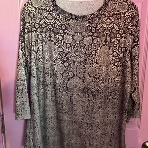 Brown and Cream Floral Ombre Long Sleeve Blouse